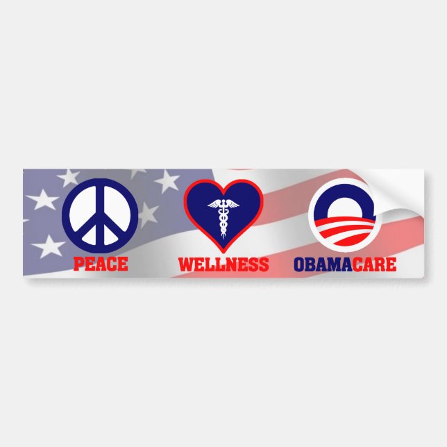Peace, Wellness, Obamacare Bumper Sticker (Front)