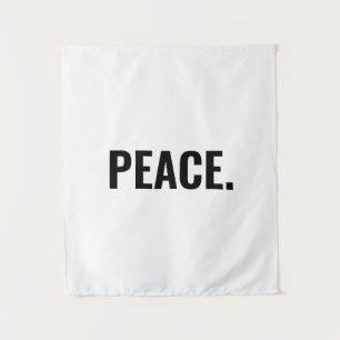 Peace white and black text minimalist anti war tapestry