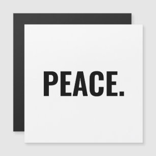 Peace white and black text minimalist magnet