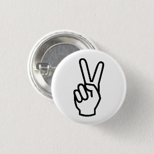 Peace white black hand sign modern graphic 3 cm round badge