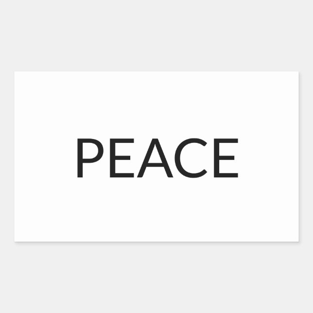 Peace white black simple minimalist modern elegant rectangular sticker (Front)