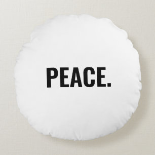 Peace white black text minimalist anti war custom round cushion