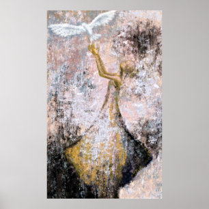 Peace - White Dove - Freedom - Abstract Painting Poster