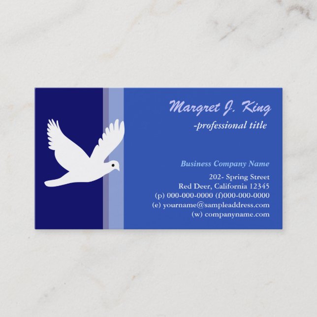 Peace white dove simple, cool business card (Front)