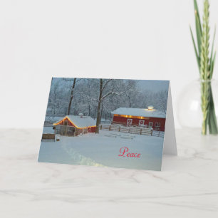 Peace Winter Farm Scene Christmas Card
