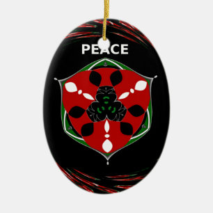 "Peace: with Shield Emblem" Art Print Ceramic Tree Decoration