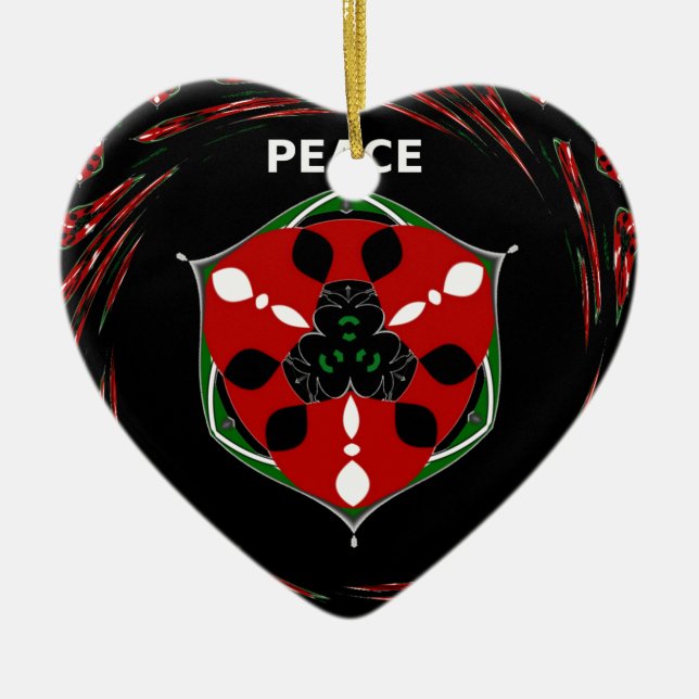 "Peace: with Shield Emblem" Art Print Ceramic Tree Decoration (Front)