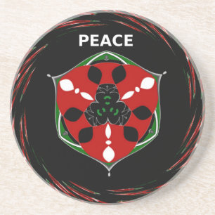 "Peace: with Shield Emblem" Art Print Coaster