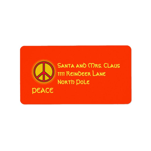 Peace with Sun Personalised Address Label (Front)