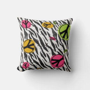 Peace with Zebra Pattern Pillow