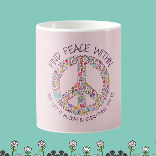 Peace Within Floral Mug – Customisable Drinkware