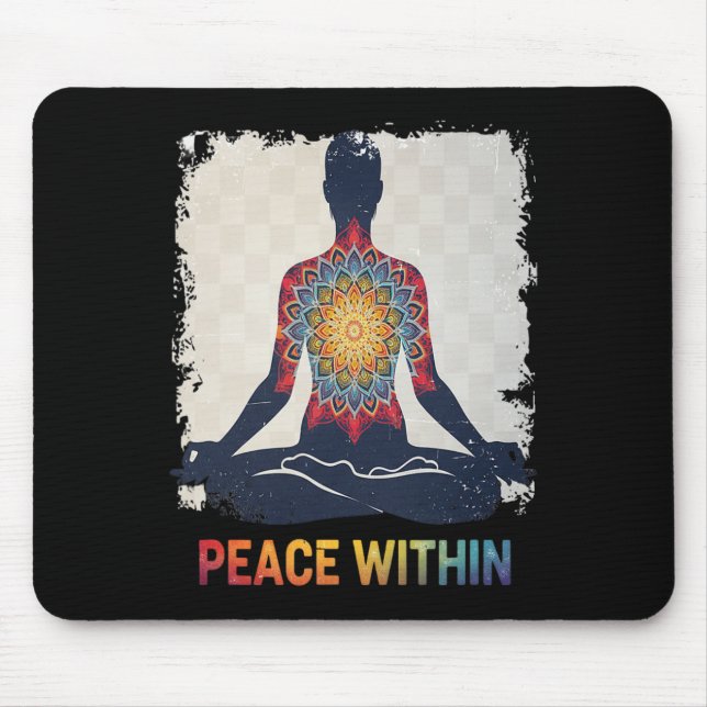 Peace Within Mandala Yoga Meditation Design  Mouse Mat (Front)