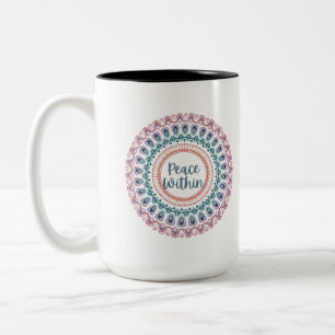 Peace Within Pastel Mandala Two-Tone Coffee Mug