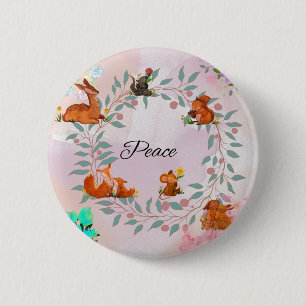 Peace Woodland Animal 6 Cm Round Badge