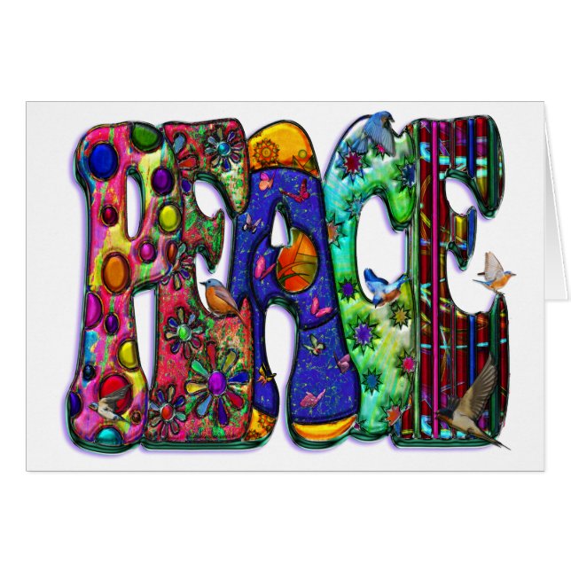 Peace Word Art Birds and Butterflies (Front Horizontal)