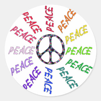 Peace Words Circle Classic Round Sticker