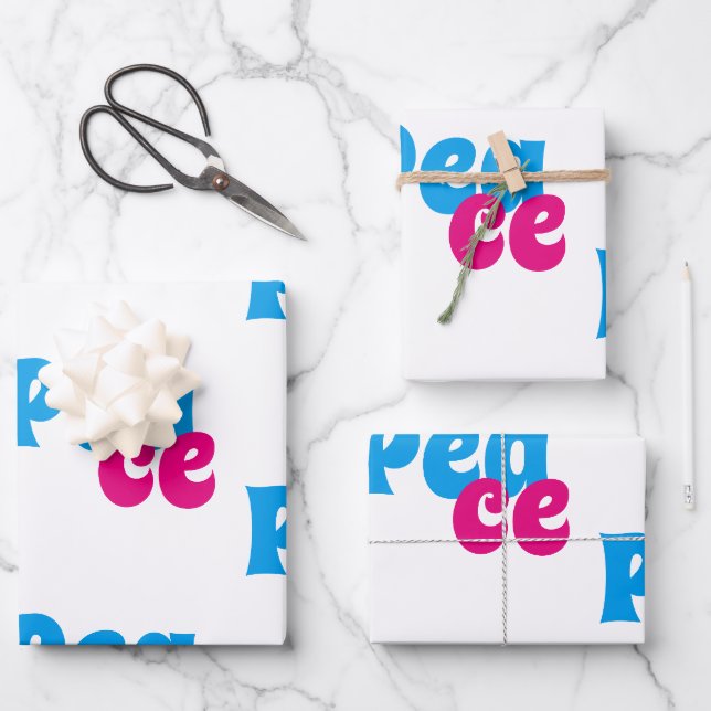 Peace Wrapping Paper Flat Sheet Set of 3 (Front)