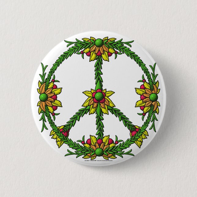 Peace Wreath 6 Cm Round Badge (Front)