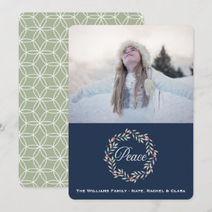Peace Wreath   Custom Photo Holiday Greeting Card