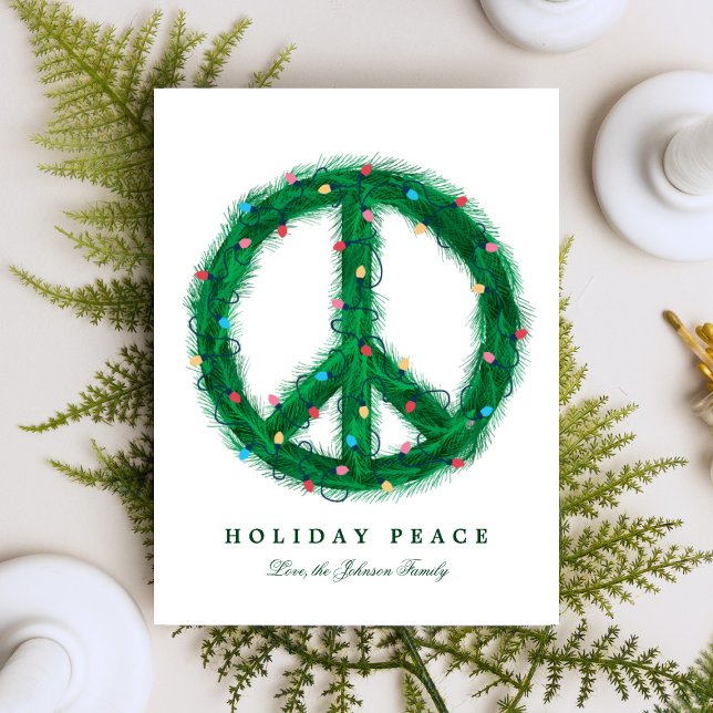 Peace Wreath with Holiday Lights Card (Creator Uploaded)