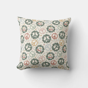 Peace Wreaths and Joy to the World Pattern Cushion