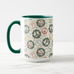 Peace Wreaths and Joy to the World Pattern Mug