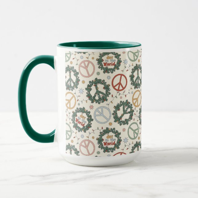 Peace Wreaths and Joy to the World Pattern Mug (Left)