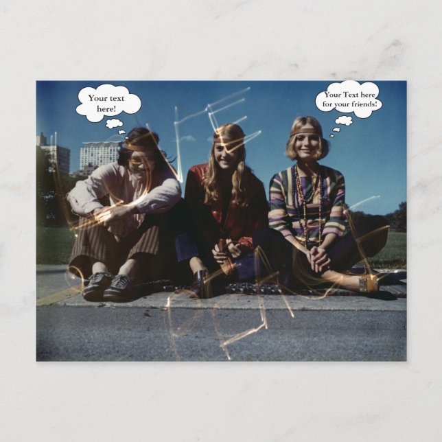 Peace Young Hippies Free Love Vintage Custom Text Postcard (Front)