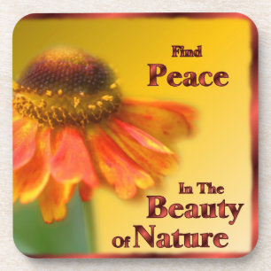 Peace Zinnia Flower Inspirational Coaster Set