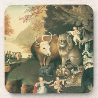Peaceable Kingdom by Edward Hicks Vintage Folk Art Coaster