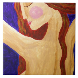 Peaceful Abstract Portrait of a Woman Tile