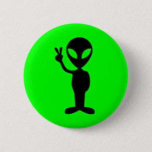 Peaceful Alien 6 Cm Round Badge