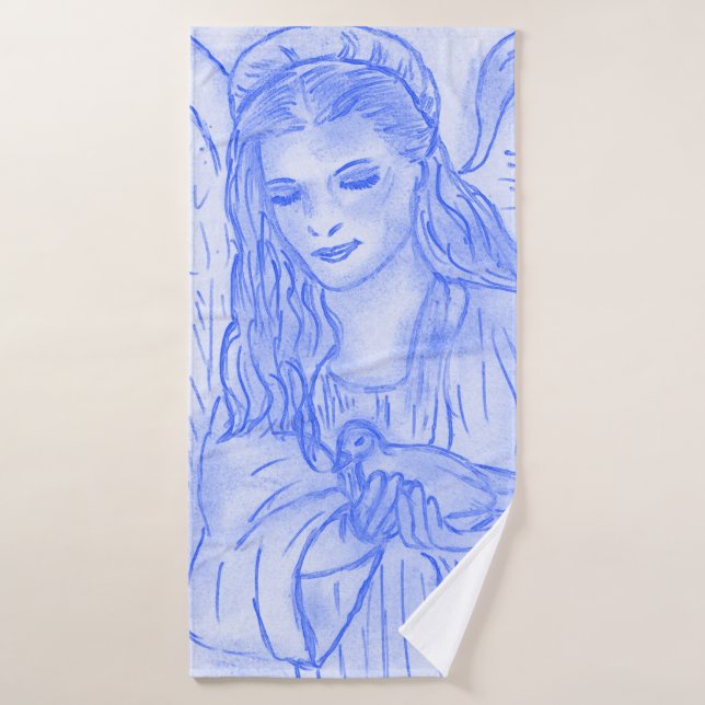 Peaceful Angel in Light Blue Bath Towel Set (Bath Towel)