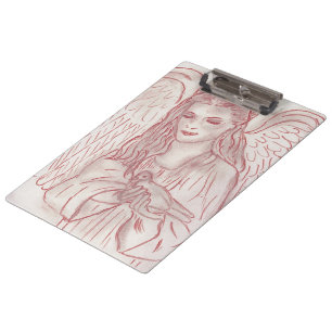 Peaceful Angel in Red Tint Clipboard