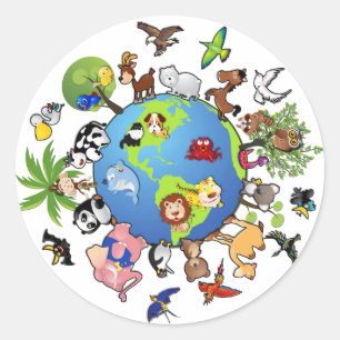 Peaceful Animal Kingdom - Animals Around the World Classic Round Sticker