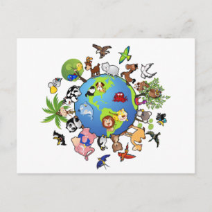 Peaceful Animal Kingdom - Animals Around the World Postcard