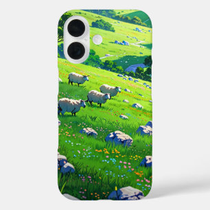 Peaceful Anime Summer Hills iPhone 16 Case