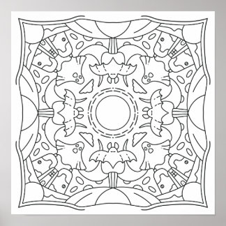 Peaceful Autumn: Halloween Spooky Night Colouring Poster