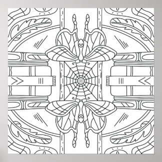 Peaceful Autumn: Moth in the Library Colouring Poster