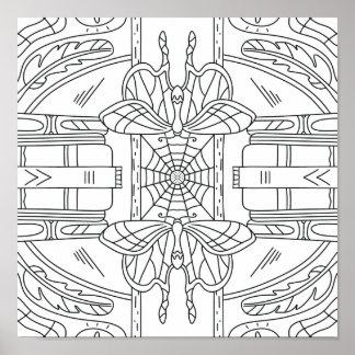 Peaceful Autumn: Moth in the Library Colouring Poster