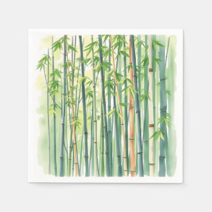 Peaceful Bamboo Forest in Watercolor Napkin