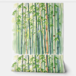 Peaceful Bamboo Forest in Watercolor Wallpaper