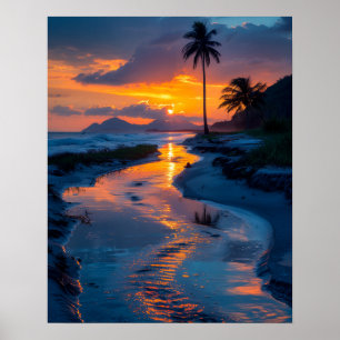 Peaceful Beach at Sunset Poster