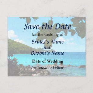 Peaceful Beach St. Thomas II Save the Date Announcement Postcard