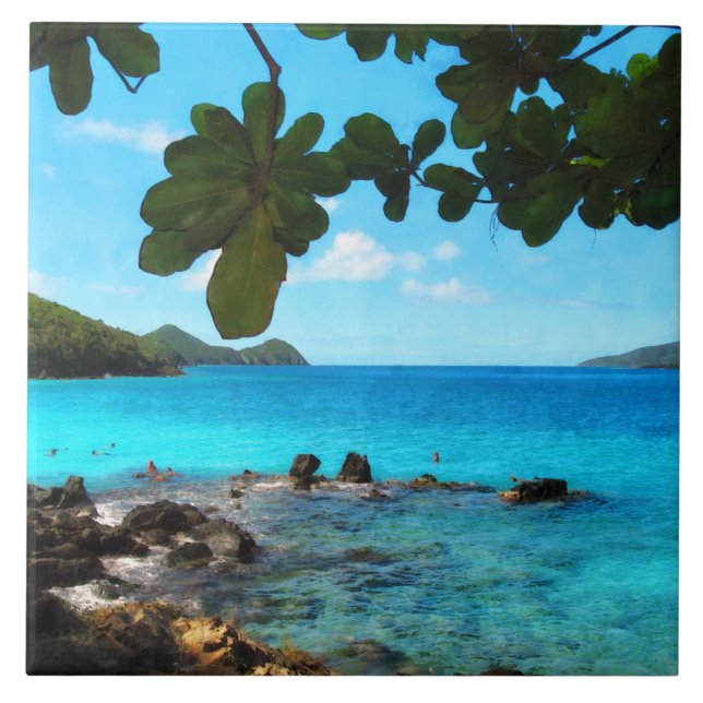 Peaceful Beach St Thomas Tile (Front)