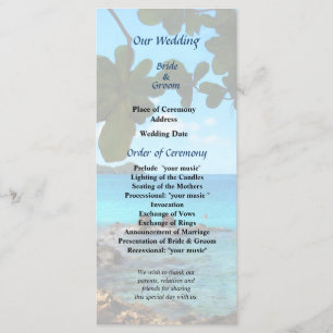 Peaceful Beach St. Thomas Wedding Program Programme