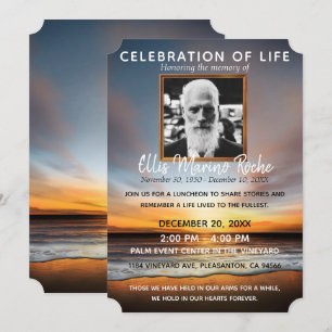 Peaceful Beach Sunset Celebration of Life Photo Invitation