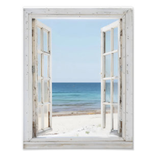 Peaceful Beach Window View Photo Print