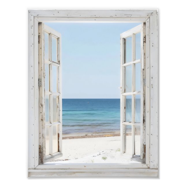 Peaceful Beach Window View Photo Print (Front)