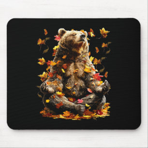Peaceful Bear Fall Leaves Meditating Zen Animal Au Mouse Mat